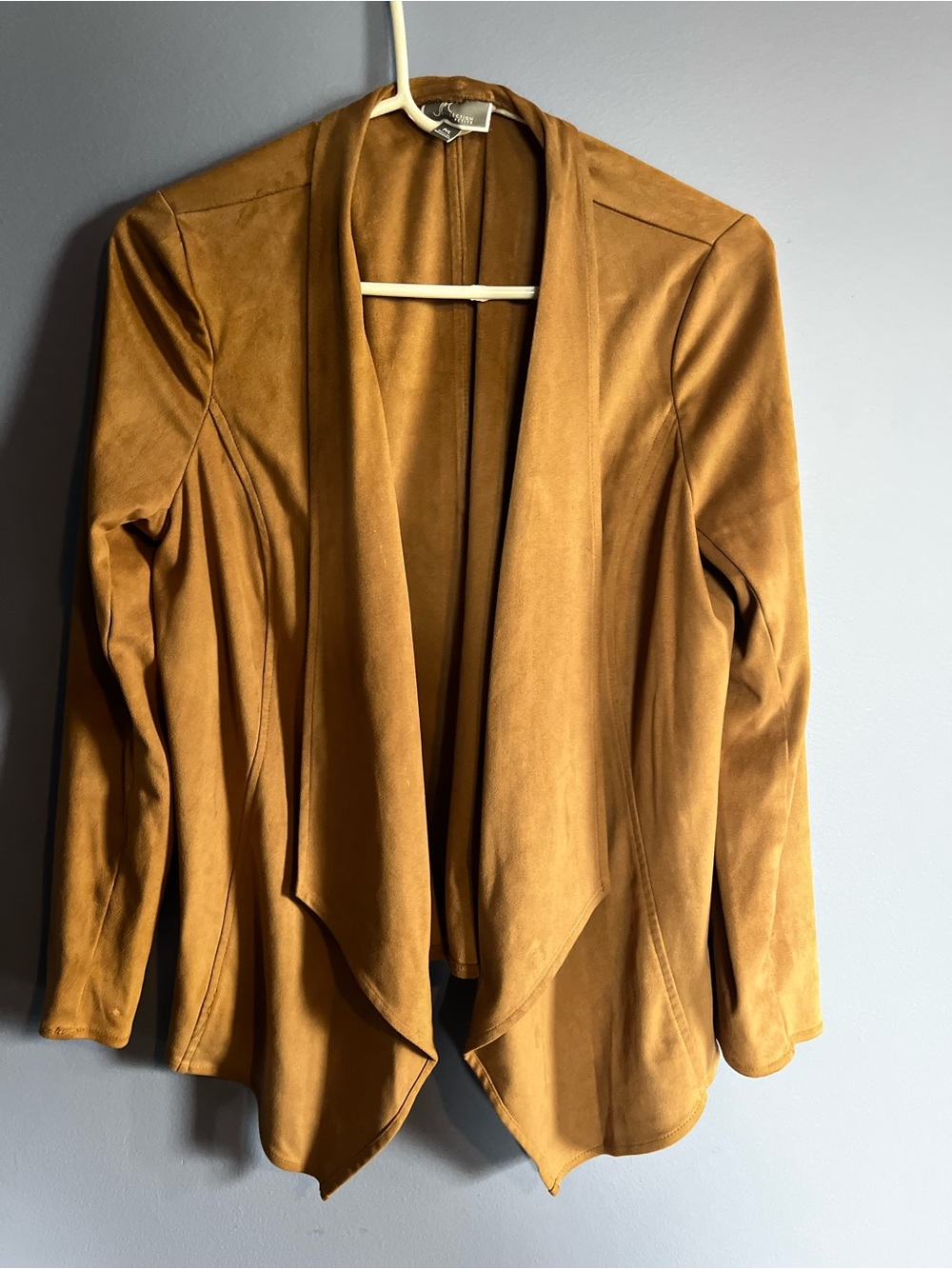 JM Collection Draped Open-Front Jacket - Cognac Brown